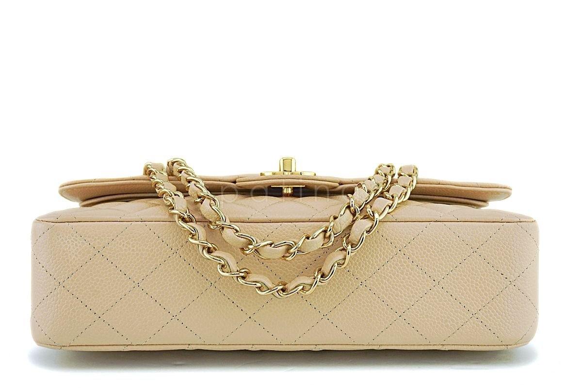 Chanel Beige Clair Caviar Medium Classic Double Flap Bag GHW - Image 6