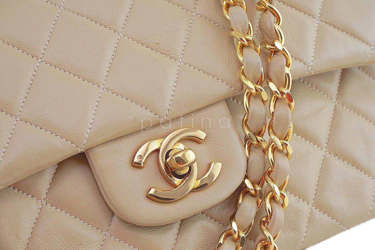 Chanel Beige Lambskin Medium-Large Classic 2.55 Double Flap Bag - Image 8