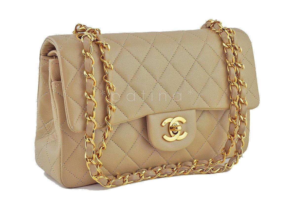 Chanel Beige Lambskin Medium-Small Classic 2.55 Double Flap Bag - Image 2