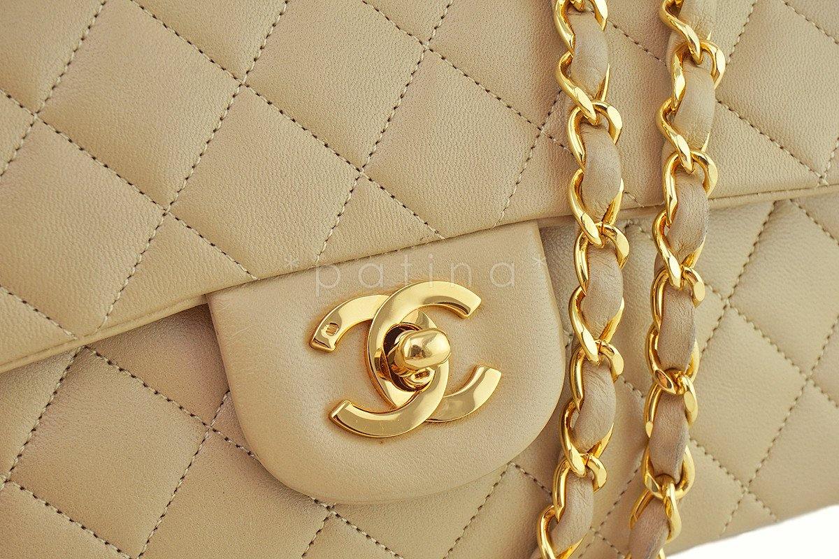 Chanel Beige Lambskin Medium-Small Classic 2.55 Double Flap Bag - Image 8