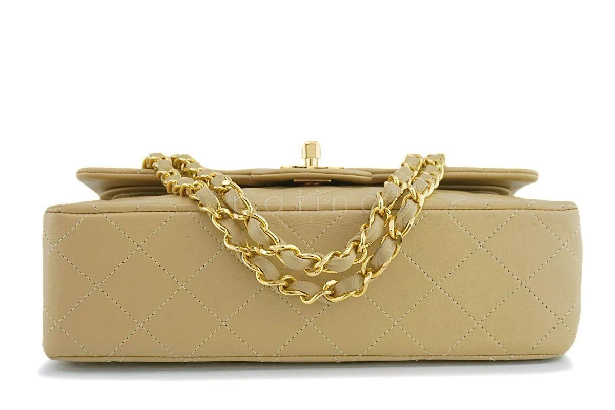 Chanel Beige Lambskin Small Classic Double Flap Bag 24k GHW - Image 6
