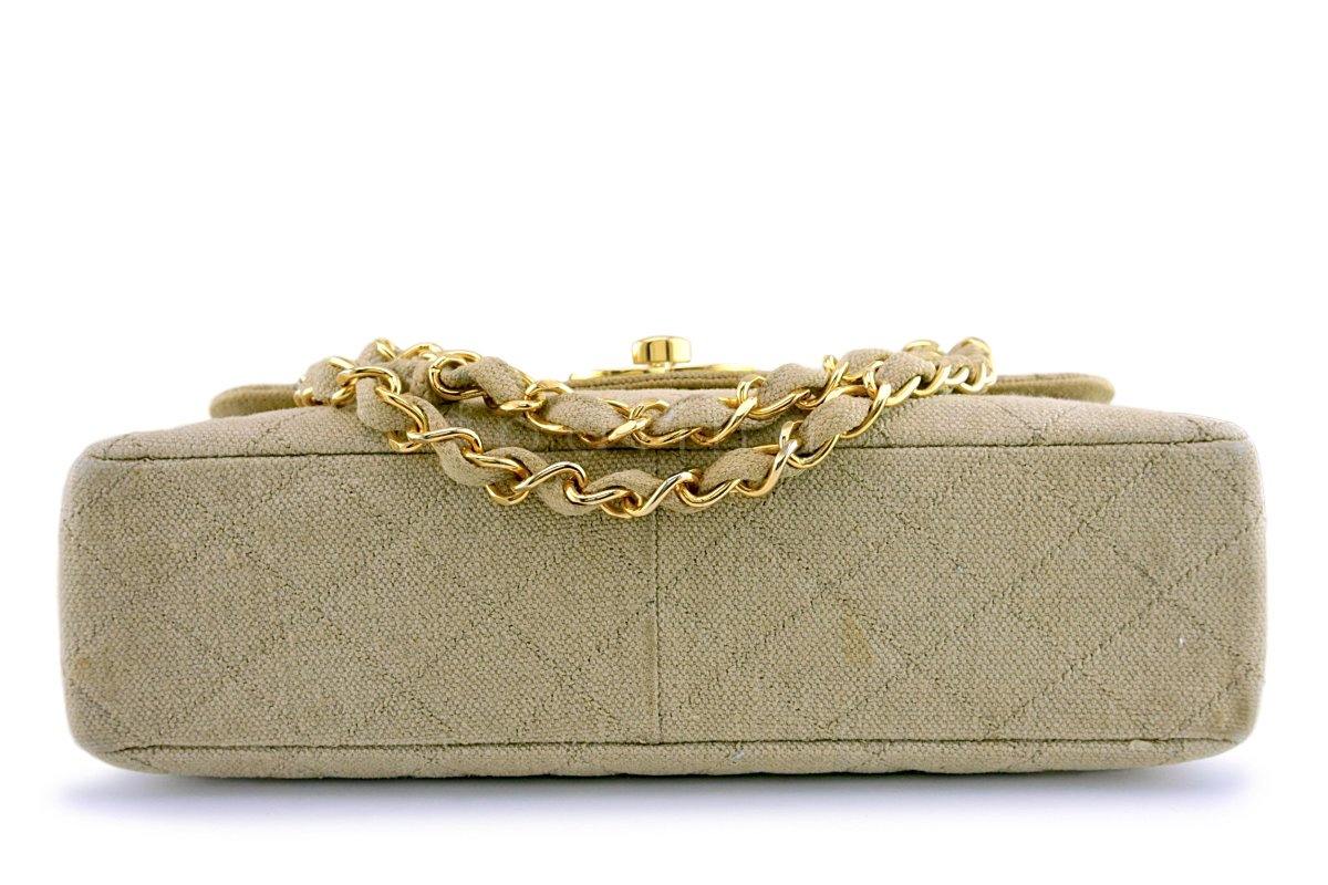 Chanel Beige Vintage Linen Canvas Jumbo Classic Flap Bag 24k GHW - Image 6