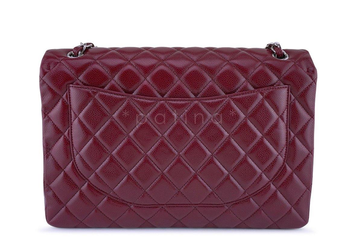 Chanel Berry Red Caviar Maxi Quilted Classic 2.55 Jumbo XL Flap Bag - Image 5