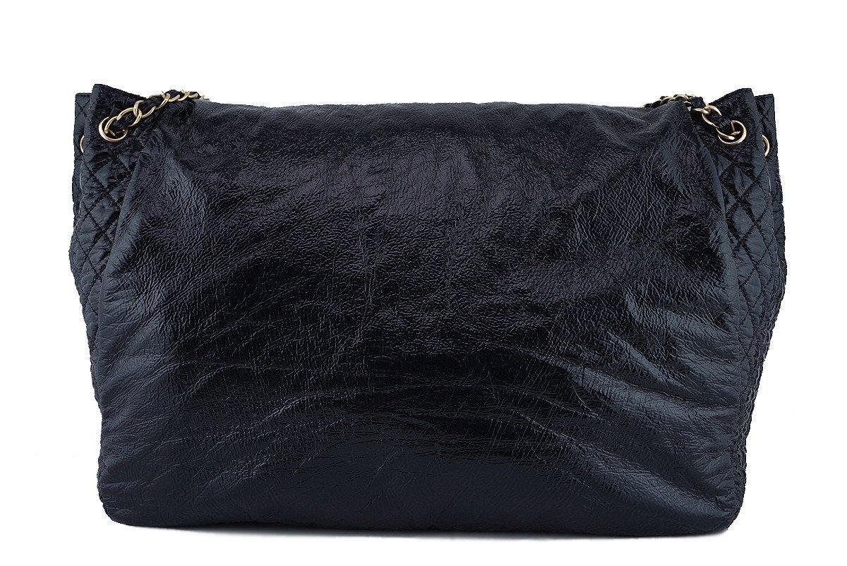 Chanel Black 18in. XXL Patent Rock & Chain Flap Bag - Image 4