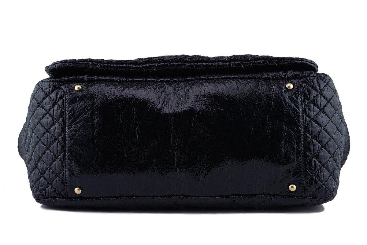 Chanel Black 18in. XXL Patent Rock & Chain Flap Bag - Image 5