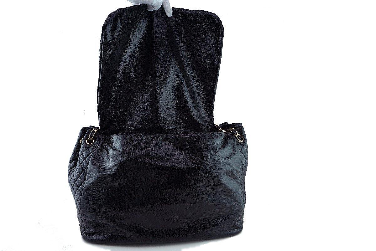Chanel Black 18in. XXL Patent Rock & Chain Flap Bag - Image 8