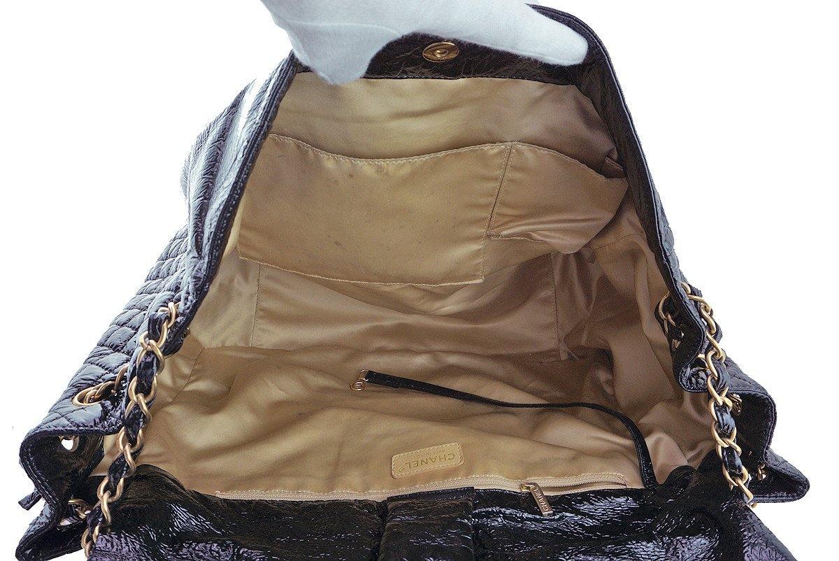 Chanel Black 18in. XXL Patent Rock & Chain Flap Bag - Image 9