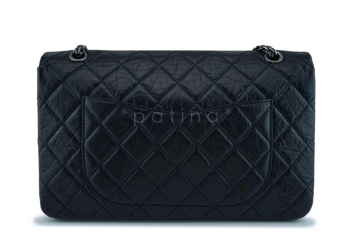 Chanel Black 2.55 Jumbo 227 Classic Double Flap Bag RHW - Image 5