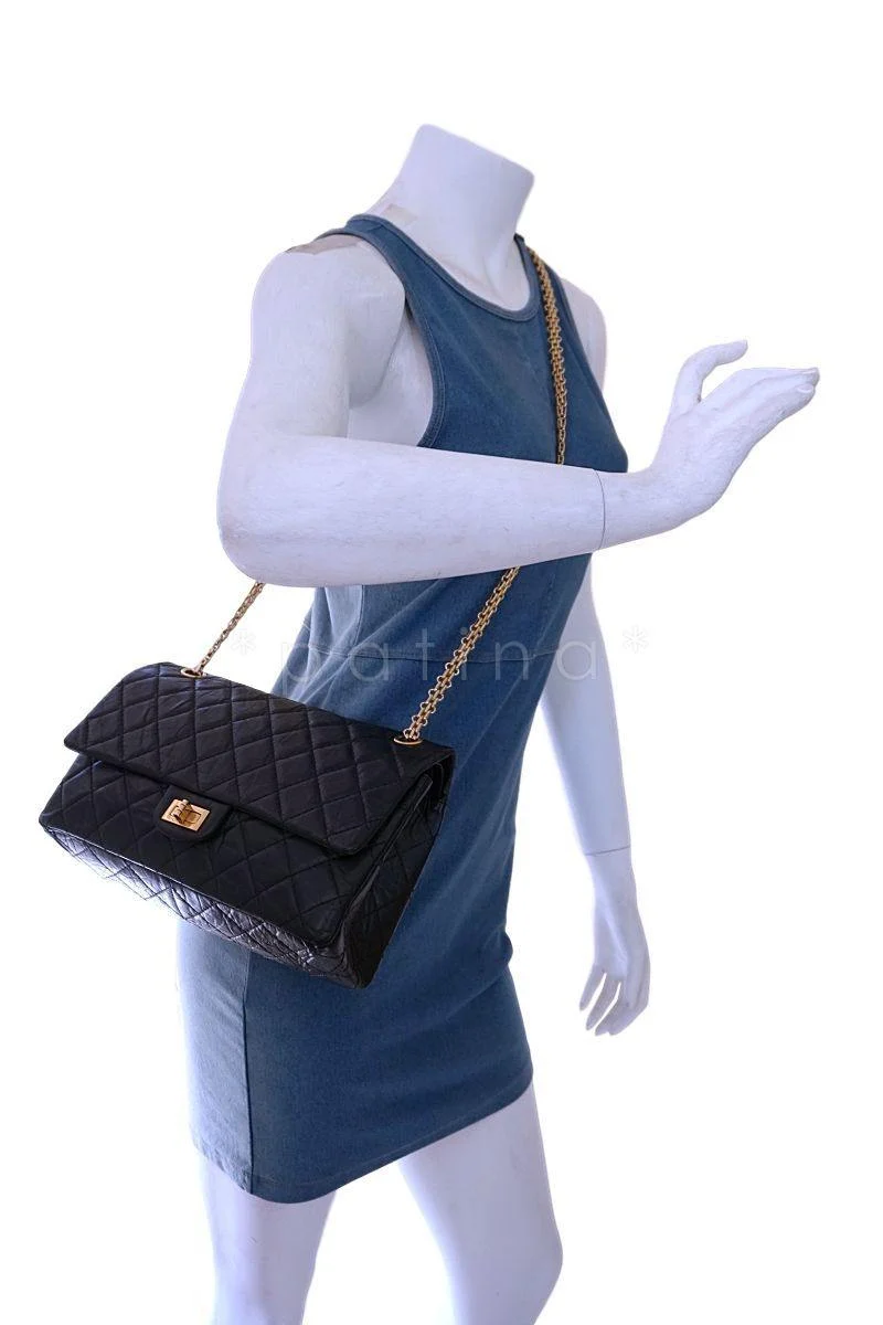 Chanel Black 2.55 Reissue Medium 226 Classic Double Flap Bag GHW - Image 15