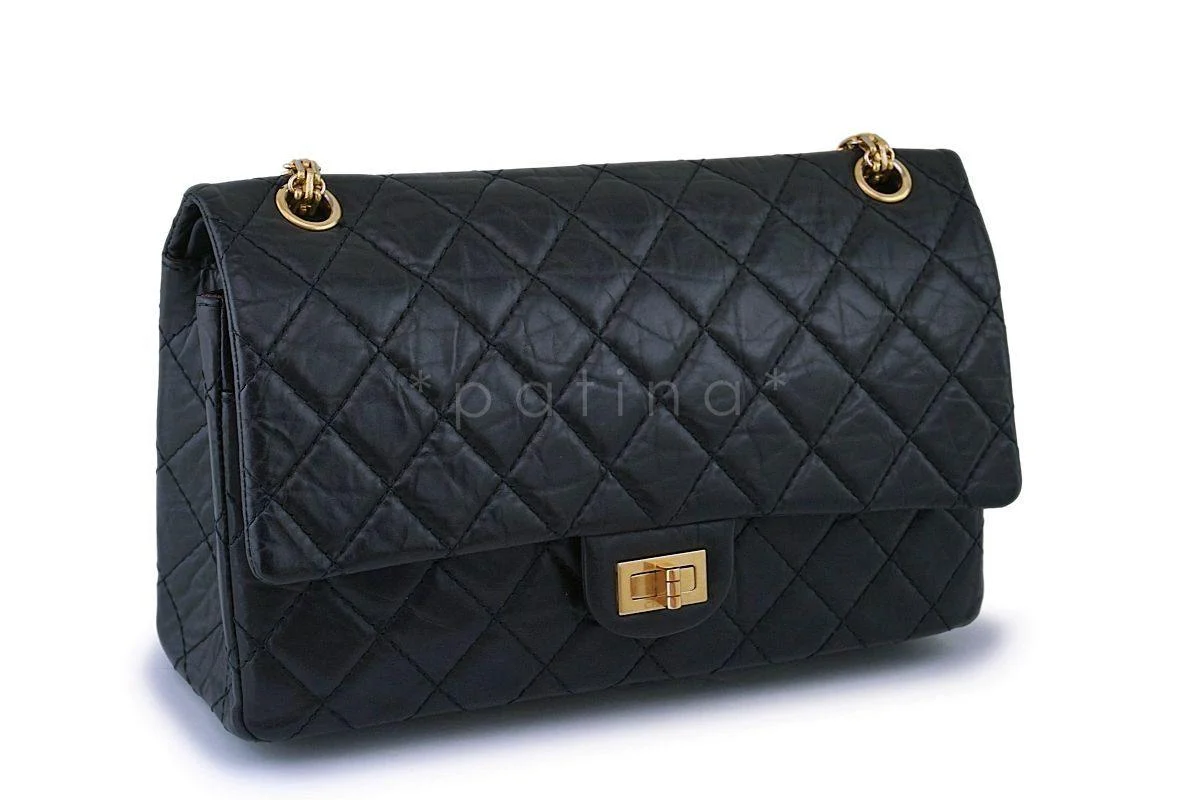 Chanel Black 2.55 Reissue Medium 226 Classic Double Flap Bag GHW - Image 3