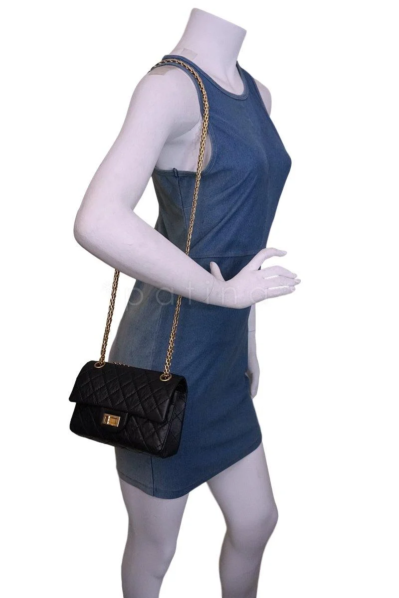 Chanel Black Aged Calf 224 Mini Classic Reissue 2.55 Flap Bag GHW - Image 15