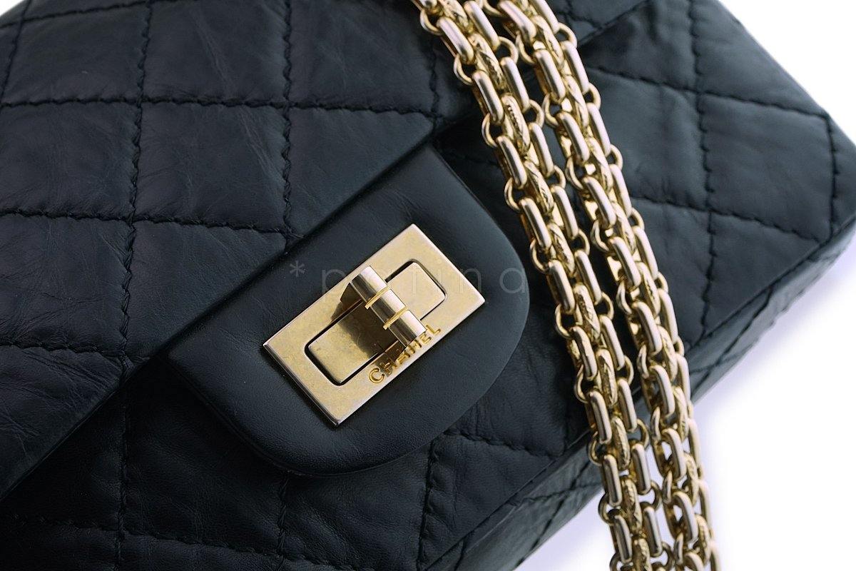 Chanel Black Aged Calf 224 Mini Classic Reissue 2.55 Flap Bag GHW - Image 8