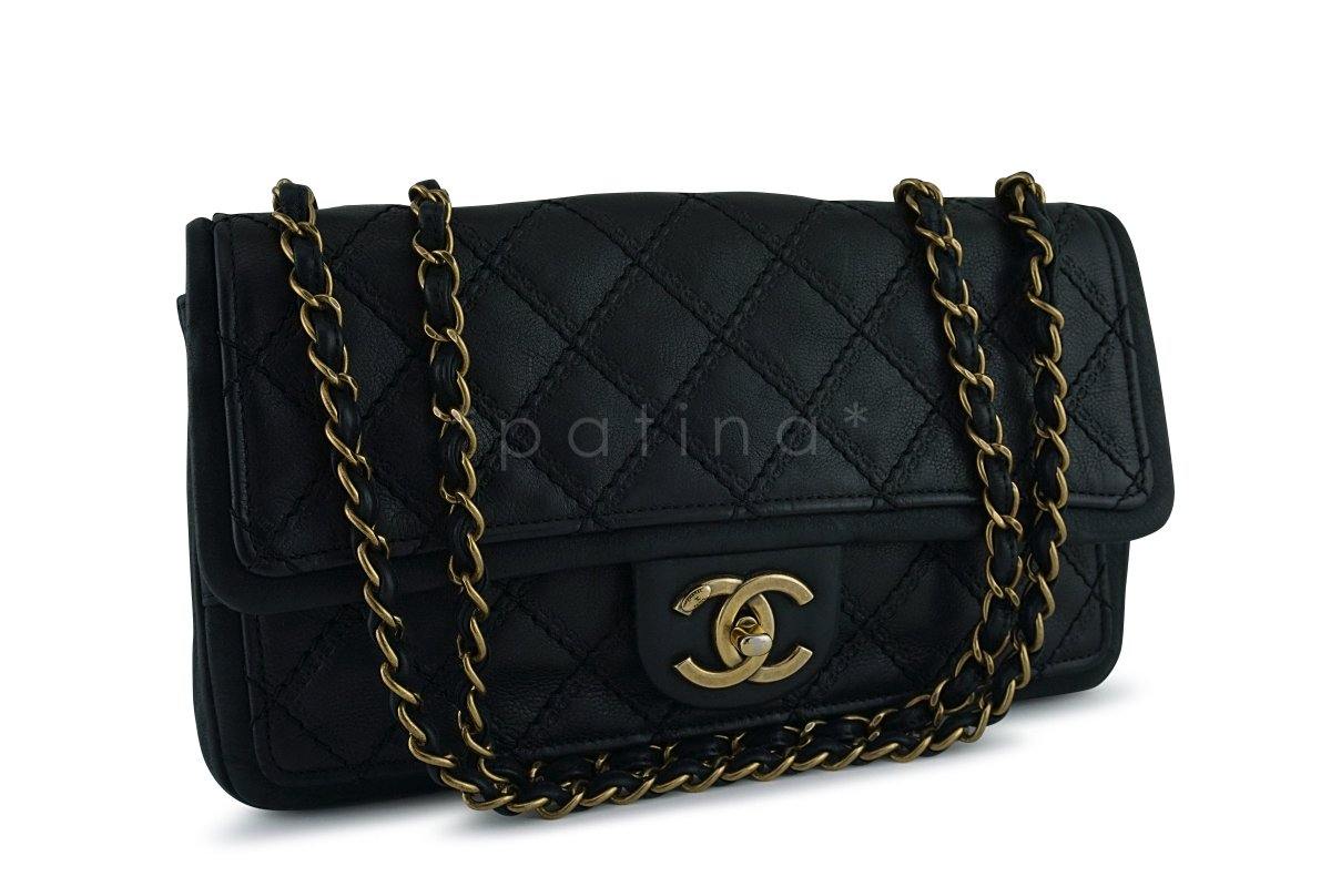 Chanel Black Aged Calf Framed Medium Classic Flap Bag - Image 2