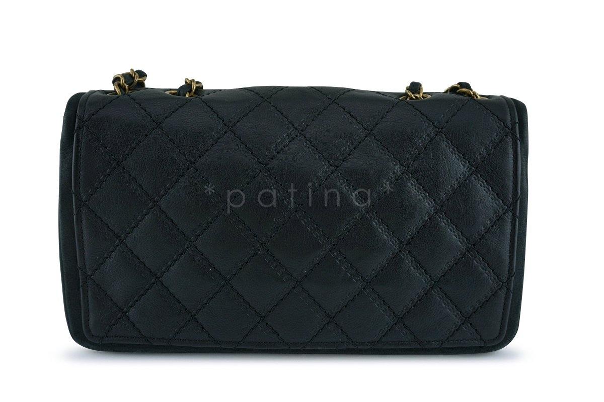 Chanel Black Aged Calf Framed Medium Classic Flap Bag - Image 5