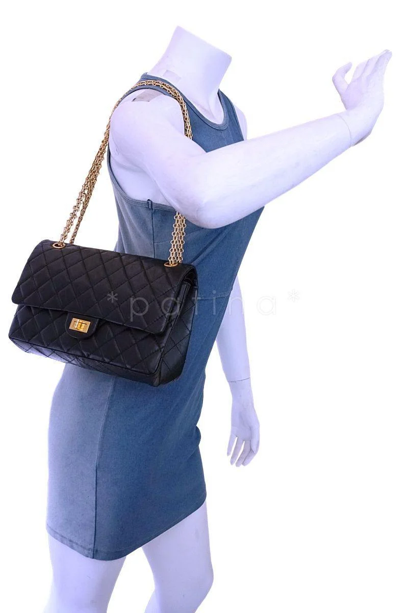 Chanel Black Aged Calfskin 226 Reissue 2.55 Classic Double Flap Bag GHW - Image 14
