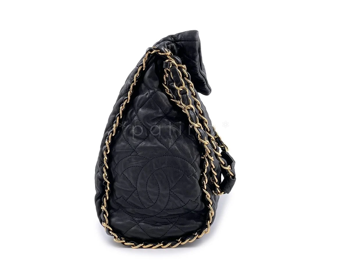 Chanel Black Aged Calfskin Chain Around XL Hobo Tote Bag - Image 3