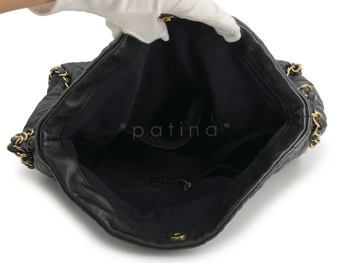 Chanel Black Aged Calfskin Chain Around XL Hobo Tote Bag - Image 9