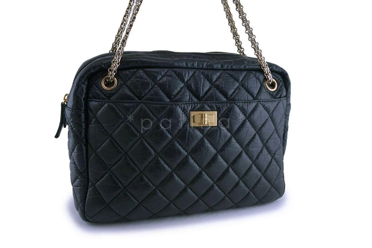 Chanel Black Aged Calfskin Classic Reissue Camera Case Bag GHW - Image 3
