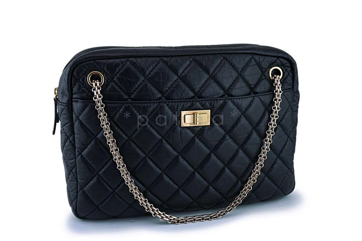 Chanel Black Aged Calfskin Classic Reissue Camera Case Bag GHW - Image 2