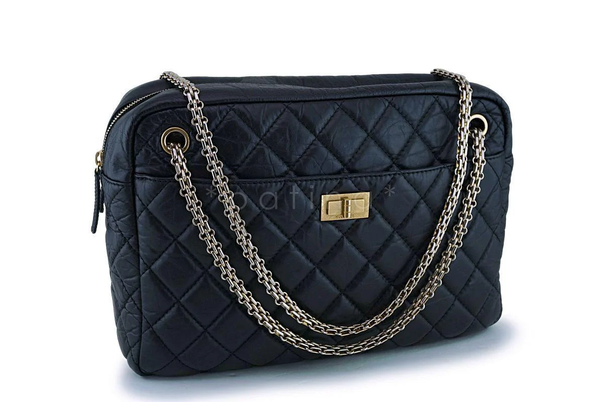 Chanel Black Aged Calfskin Classic Reissue Camera Case Bag GHW - Image 3