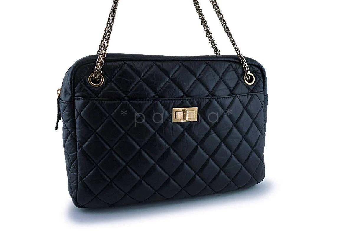 Chanel Black Aged Calfskin Classic Reissue Camera Case Bag GHW - Image 4