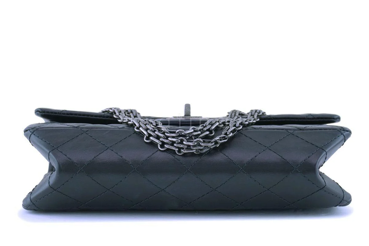 Chanel Black Aged Calfskin Reissue 2.55 225 Double Flap Bag RHW - Image 6