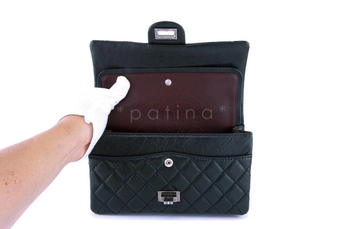 Chanel Black Aged Calfskin Reissue 2.55 225 Double Flap Bag RHW - Image 9