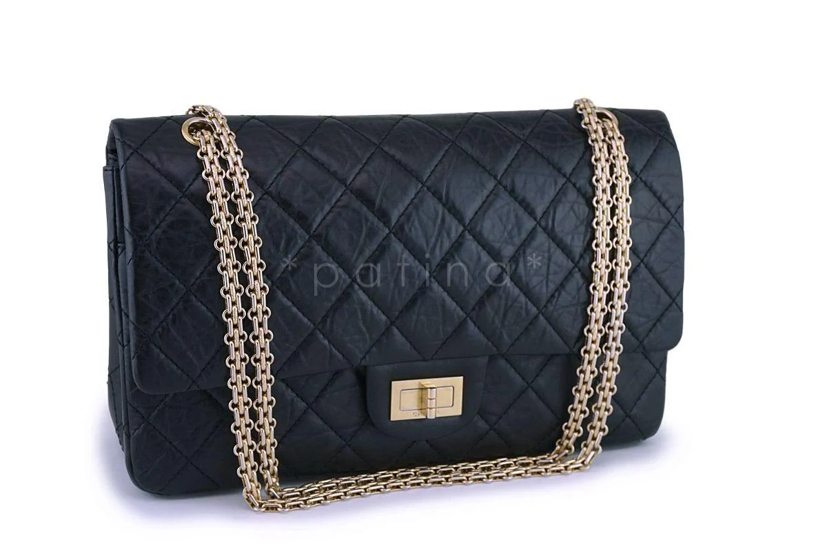 Chanel Black Aged Calfskin Reissue Large 227 2.55 Classic Flap Bag GHW - Image 2