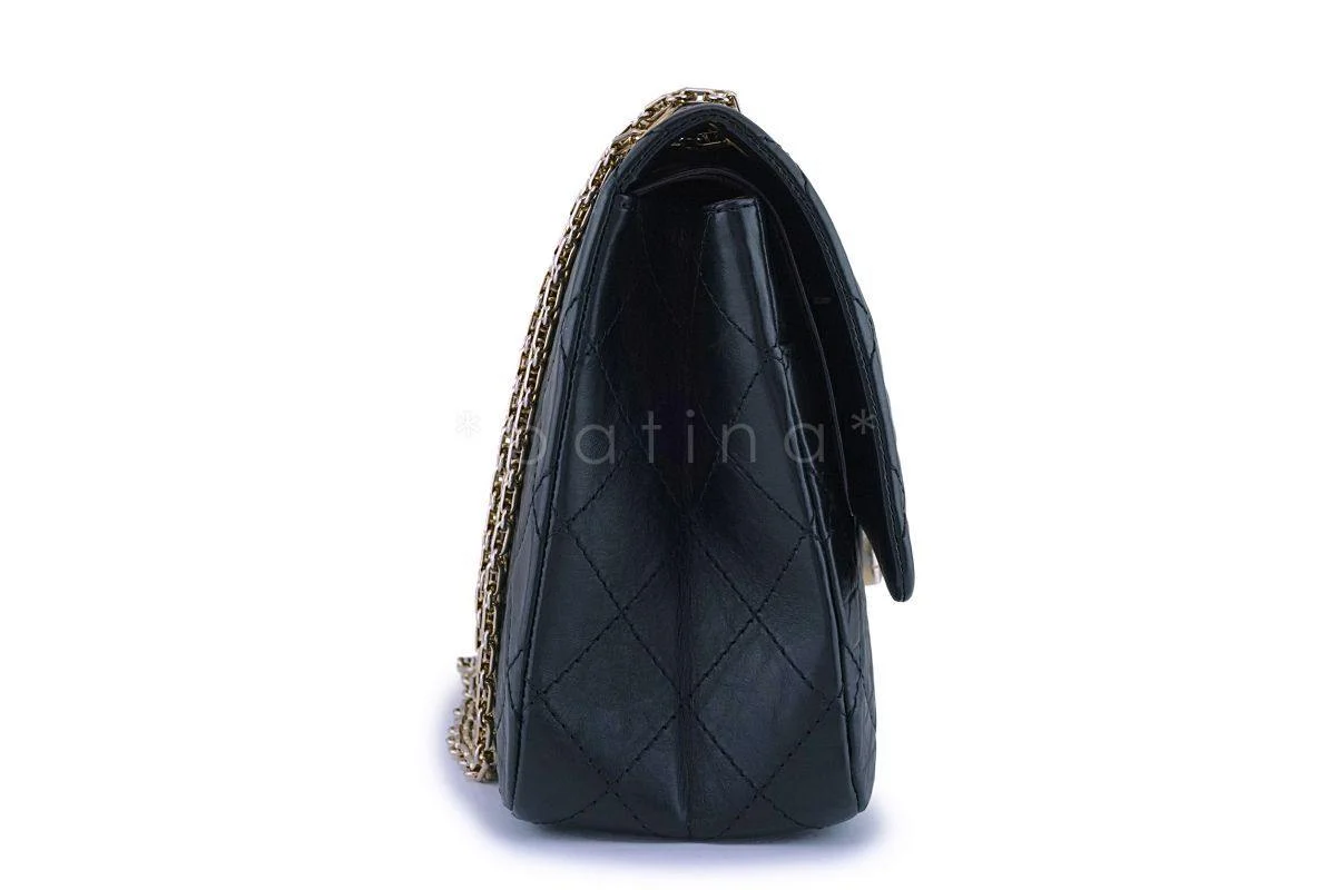 Chanel Black Aged Calfskin Reissue Large 227 2.55 Classic Flap Bag GHW - Image 4