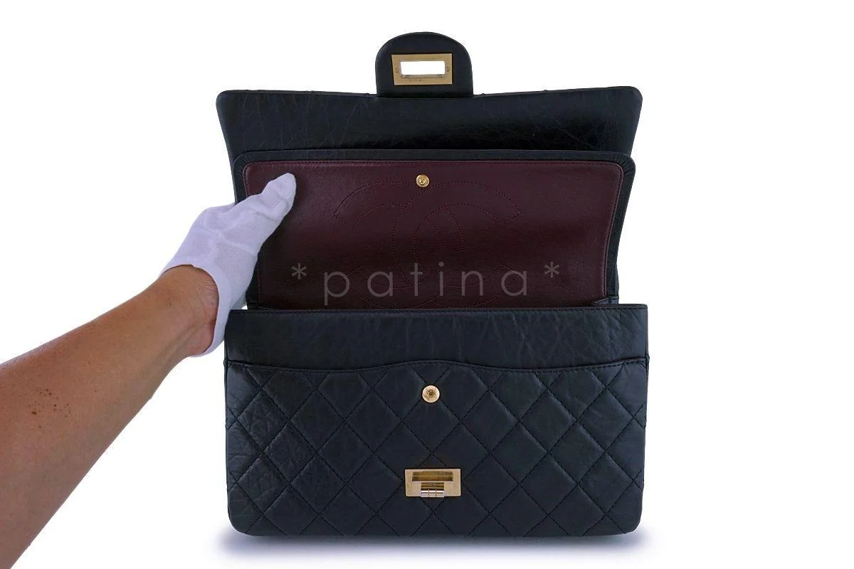 Chanel Black Aged Calfskin Reissue Large 227 2.55 Classic Flap Bag GHW - Image 9