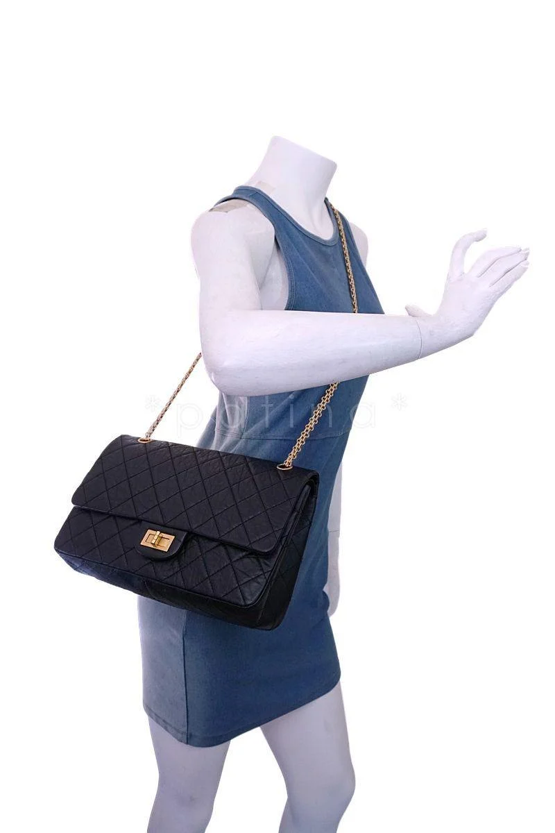 Chanel Black Aged Calfskin Reissue Large 227 2.55 Flap Bag GHW - Image 14
