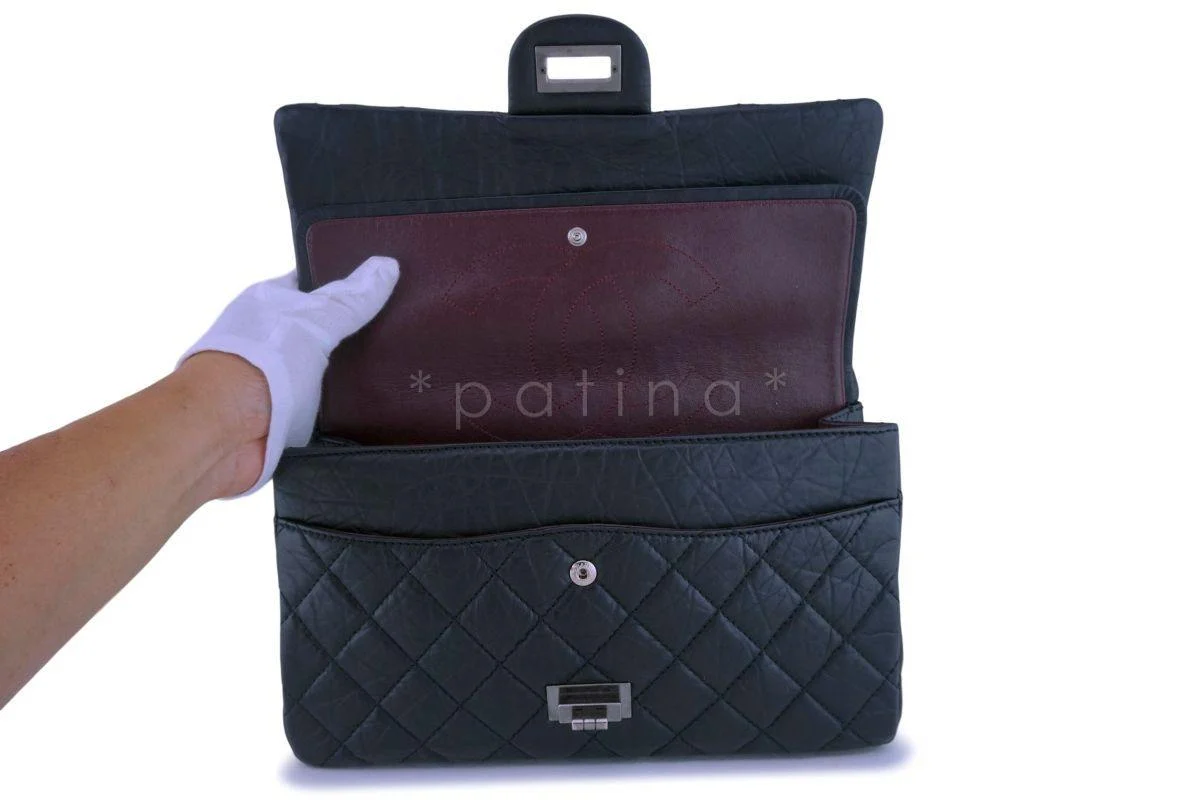 Chanel Black Aged Calfskin Reissue Large 227 2.55 Flap Bag RHW - Image 9
