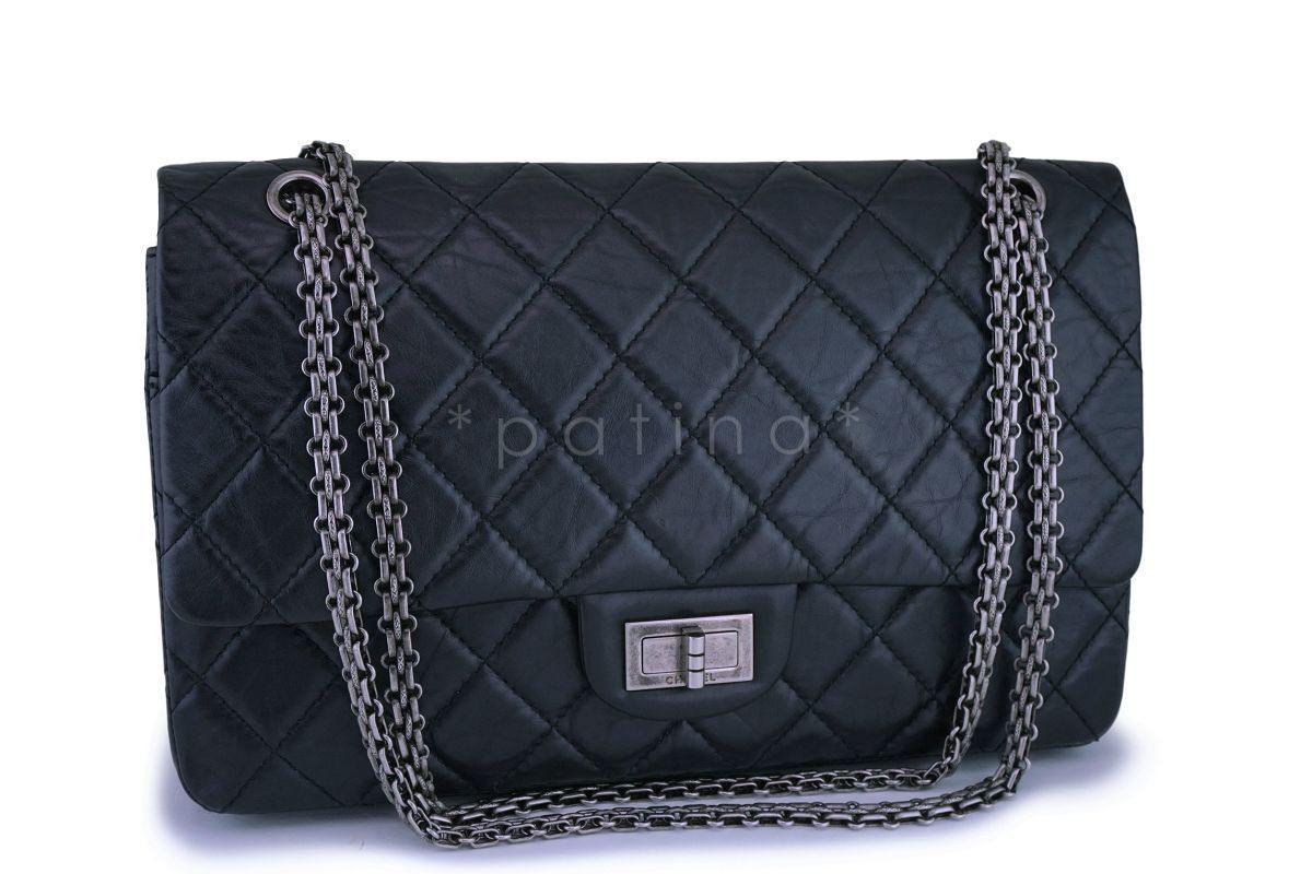 Chanel Black Aged Calfskin Reissue Large 227 2.55 Flap Bag RHW - Image 2