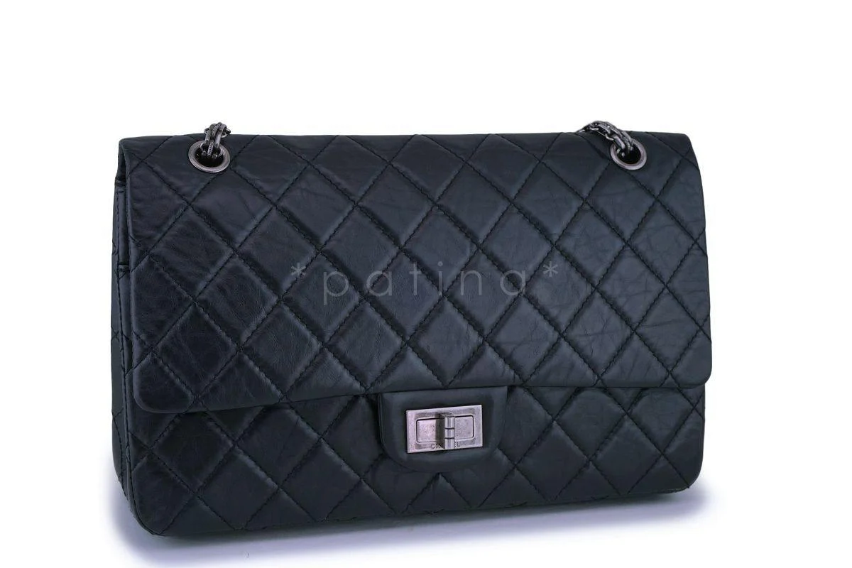 Chanel Black Aged Calfskin Reissue Large 227 2.55 Flap Bag RHW - Image 3