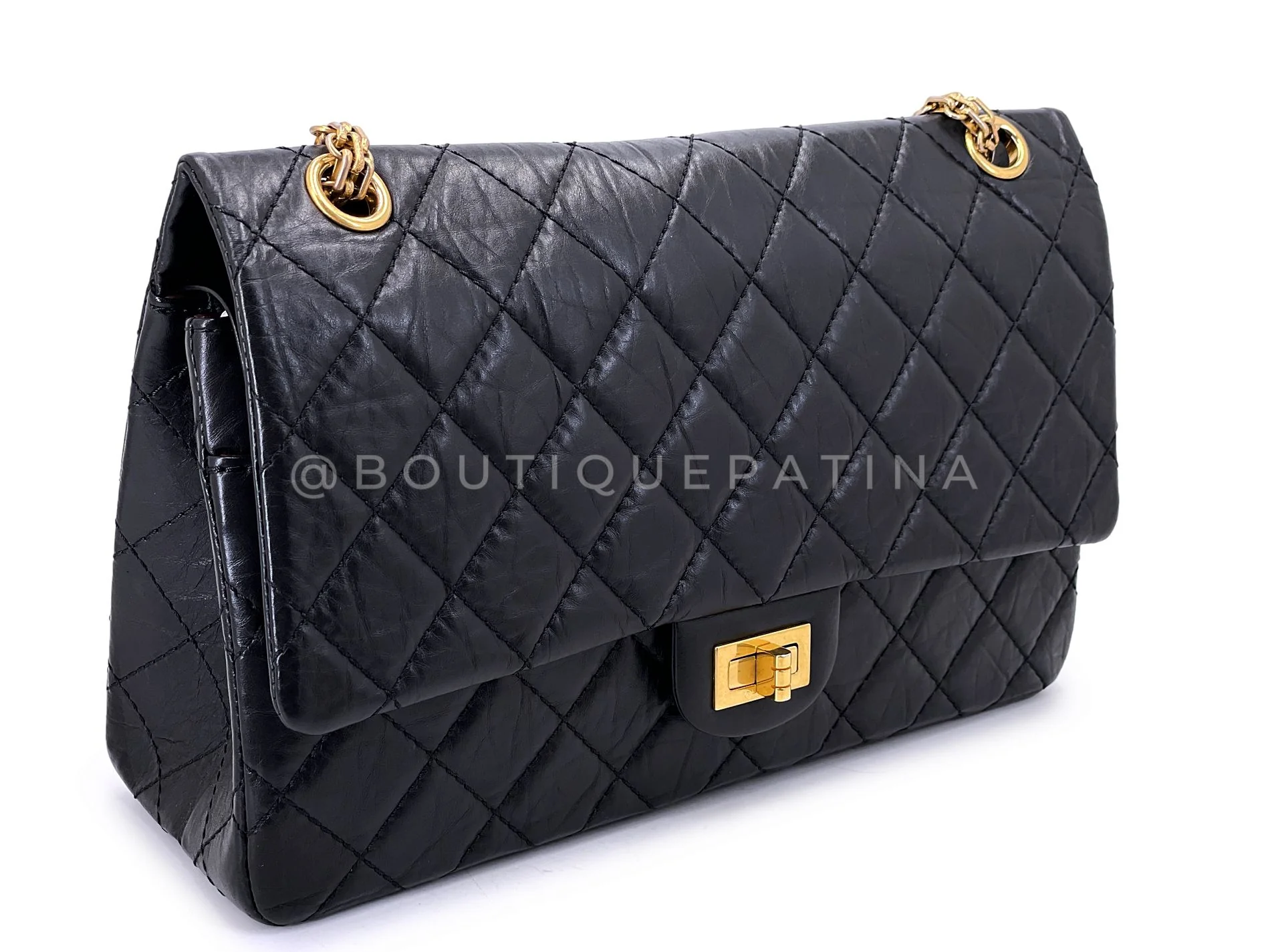 Chanel Black Aged Calfskin Reissue Medium 226 2.55 Flap Bag GHW JAQ - Image 3