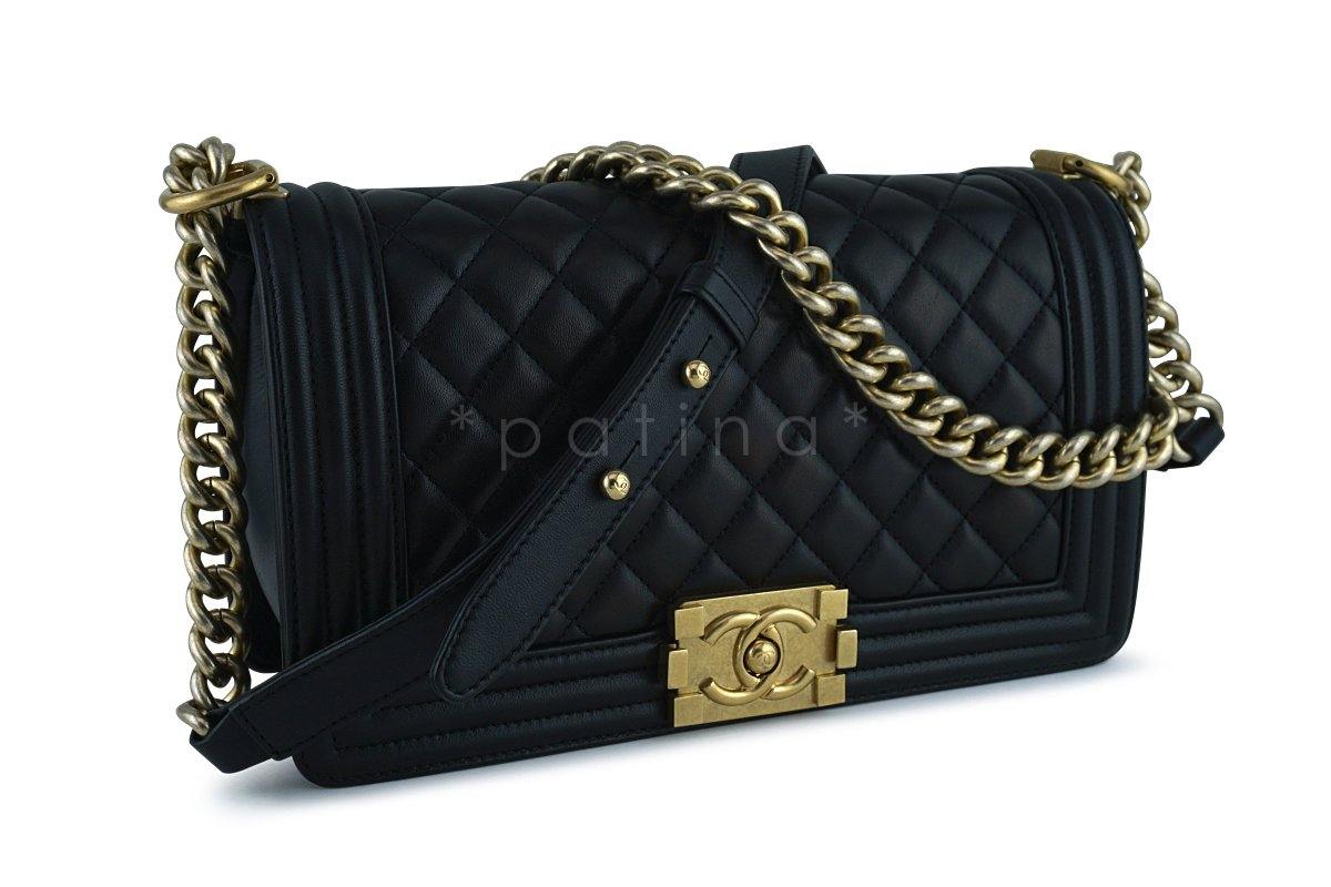 Chanel Black Boy Classic Flap, Medium Lambskin Bag GHW - Image 2