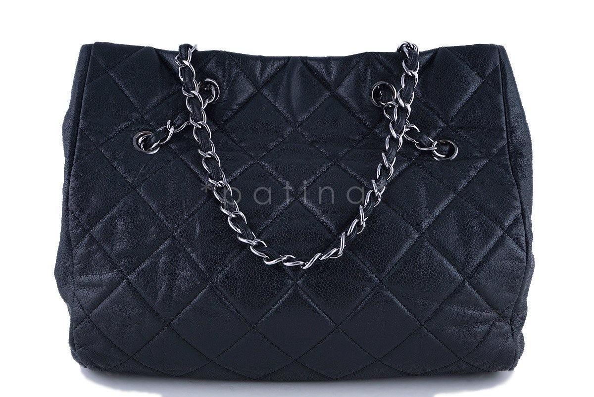 Chanel Black Brilliant CC Soft Caviar Cells Quilted Shopper Tote Bag - Image 3