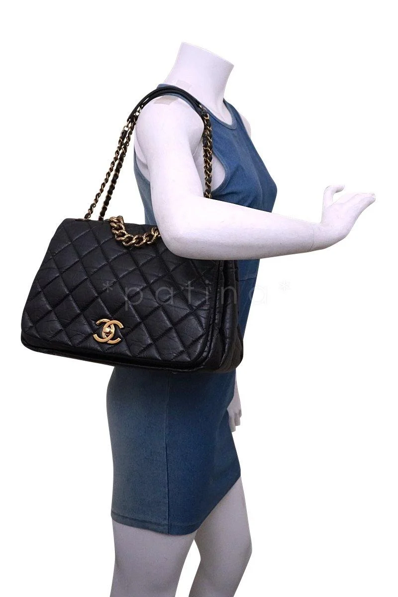 Chanel Black Calf Jumbo Quilted Luxury Accordion Flap Bag - Image 13