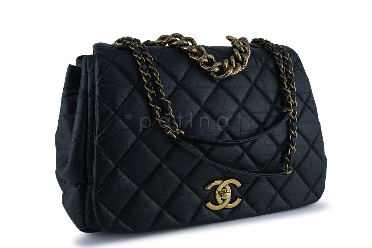 Chanel Black Calf Jumbo Quilted Luxury Accordion Flap Bag - Image 2