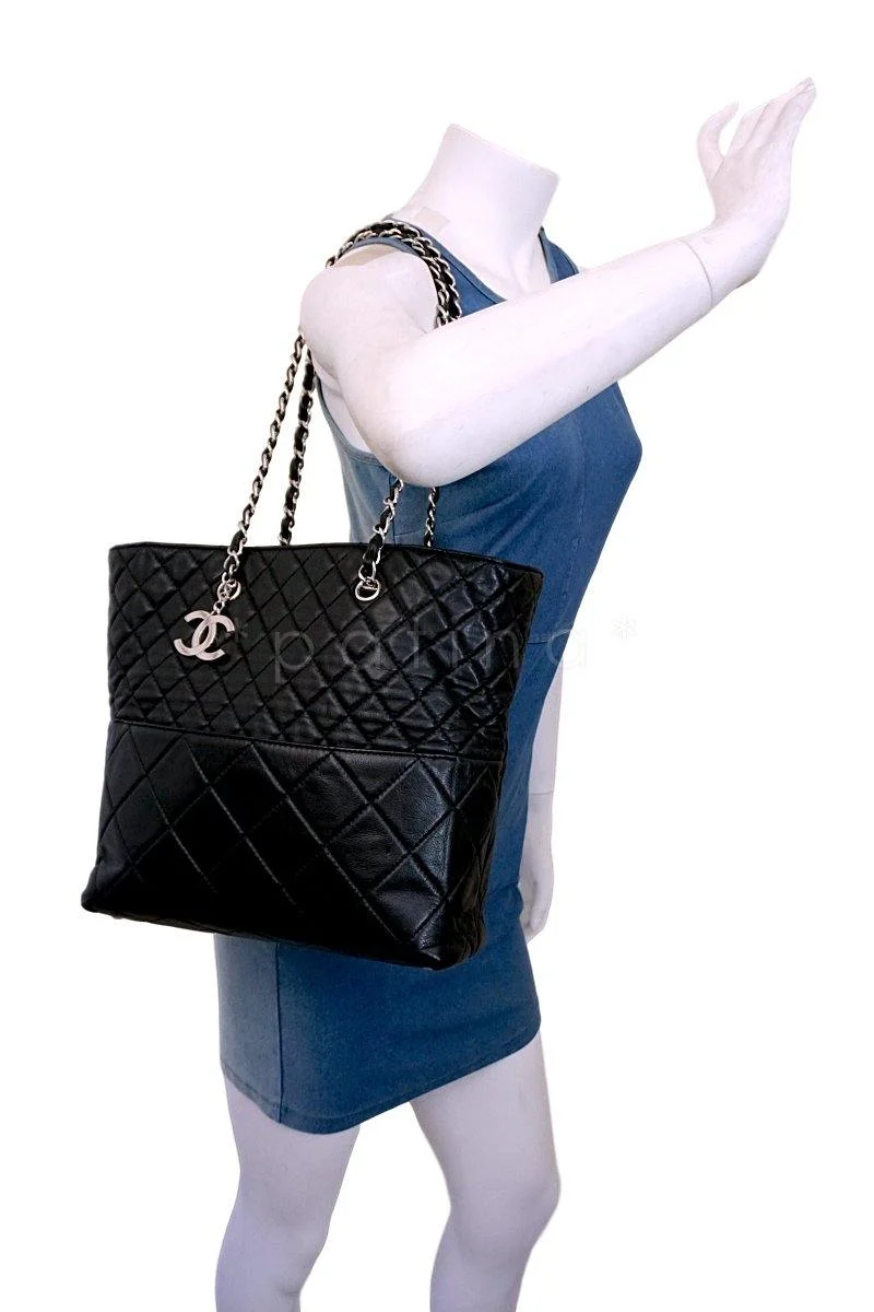 Chanel Black Calfskin In Business Quilted Tote Bag SHW - Image 11