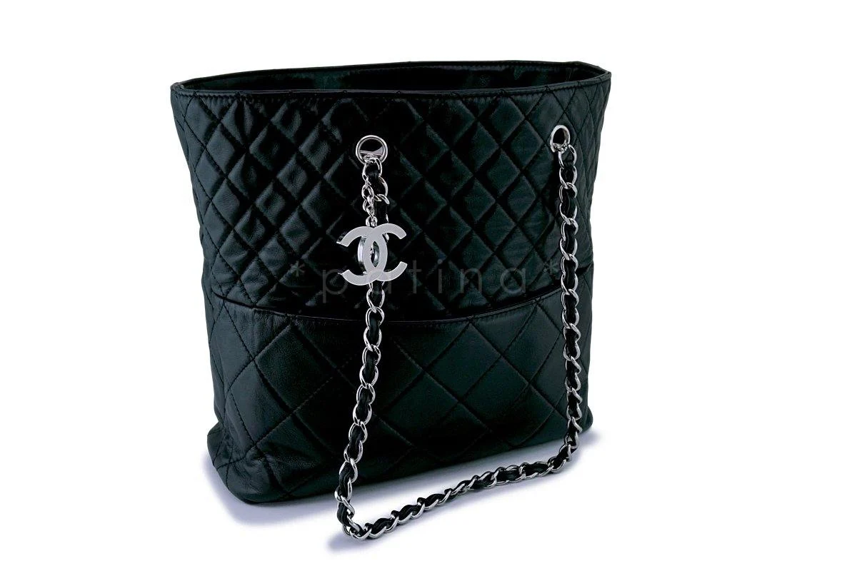 Chanel Black Calfskin In Business Quilted Tote Bag SHW - Image 2