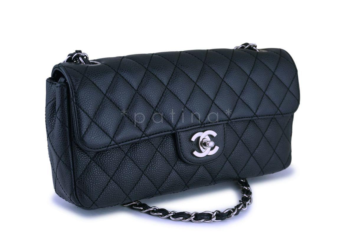 Chanel Black Caviar Classic East West Flap Bag SHW - Image 3