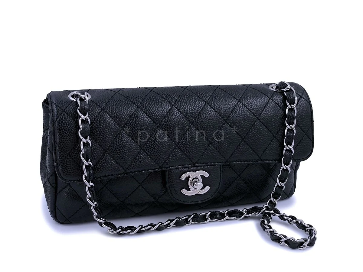 Chanel Black Caviar Classic East West Flap Bag SHW - Image 2