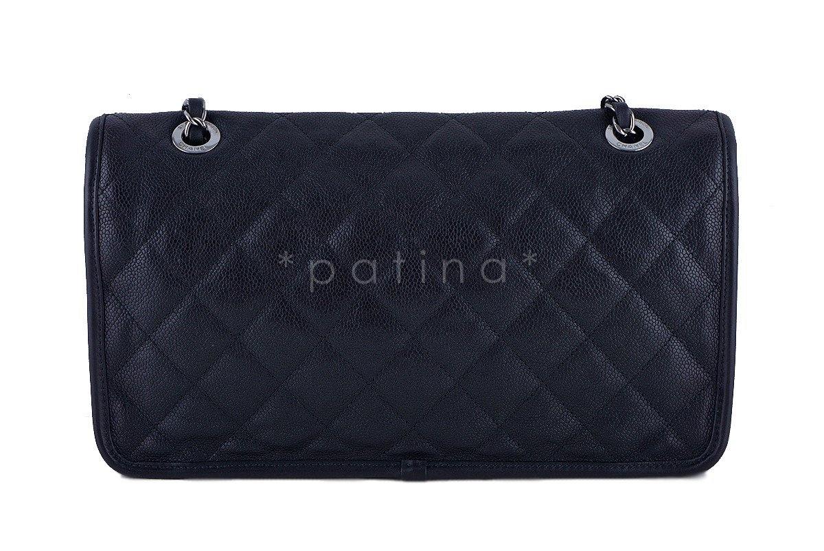 Chanel Black Caviar Classic French Riviera Flap Bag - Image 4