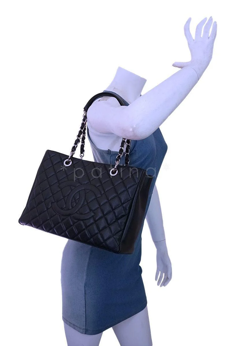 Chanel Black Caviar Classic Grand Shopper Tote GST Shopping Bag SHW - Image 13