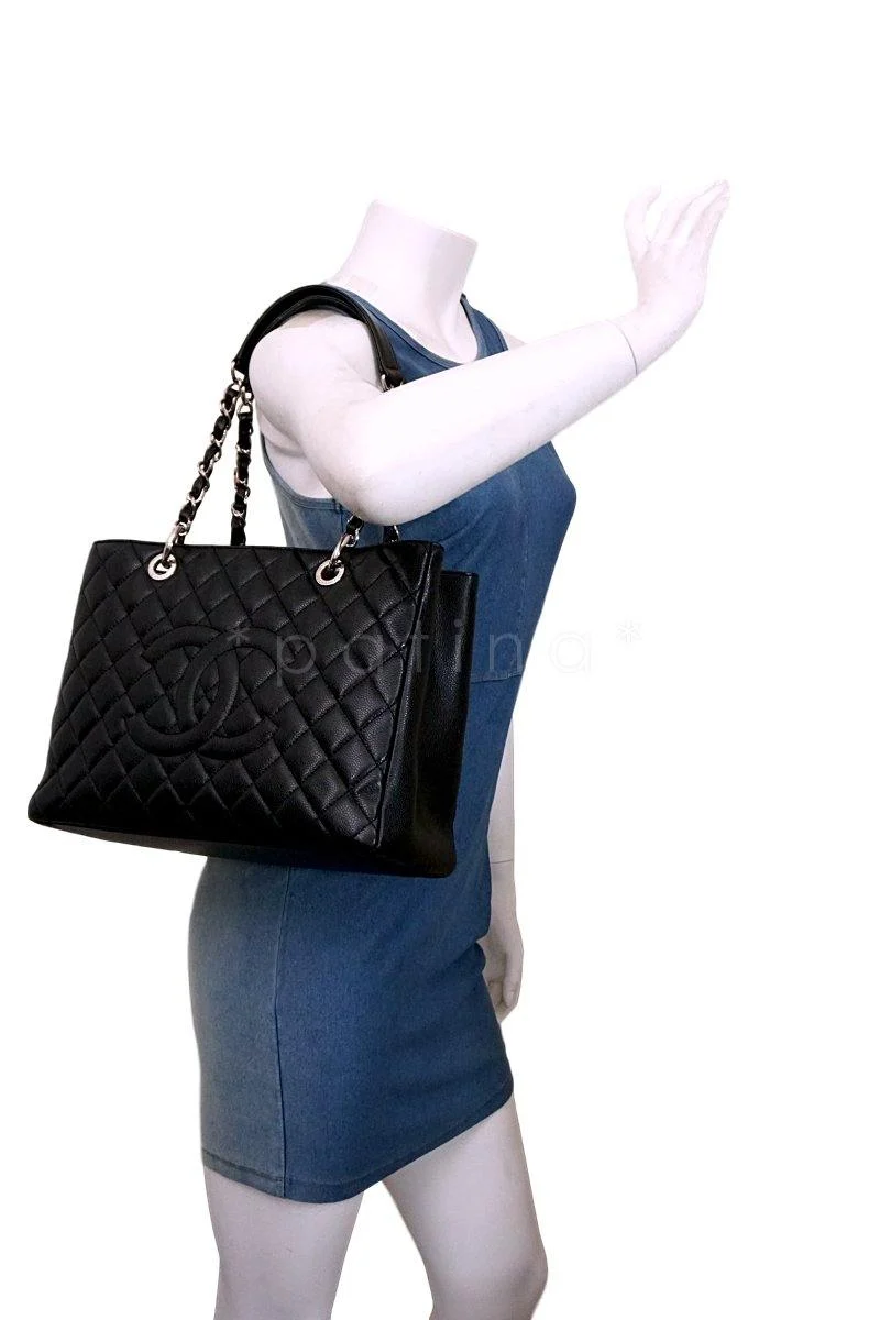 Chanel Black Caviar Classic Grand Shopper Tote GST Shopping Bag SHW - Image 13