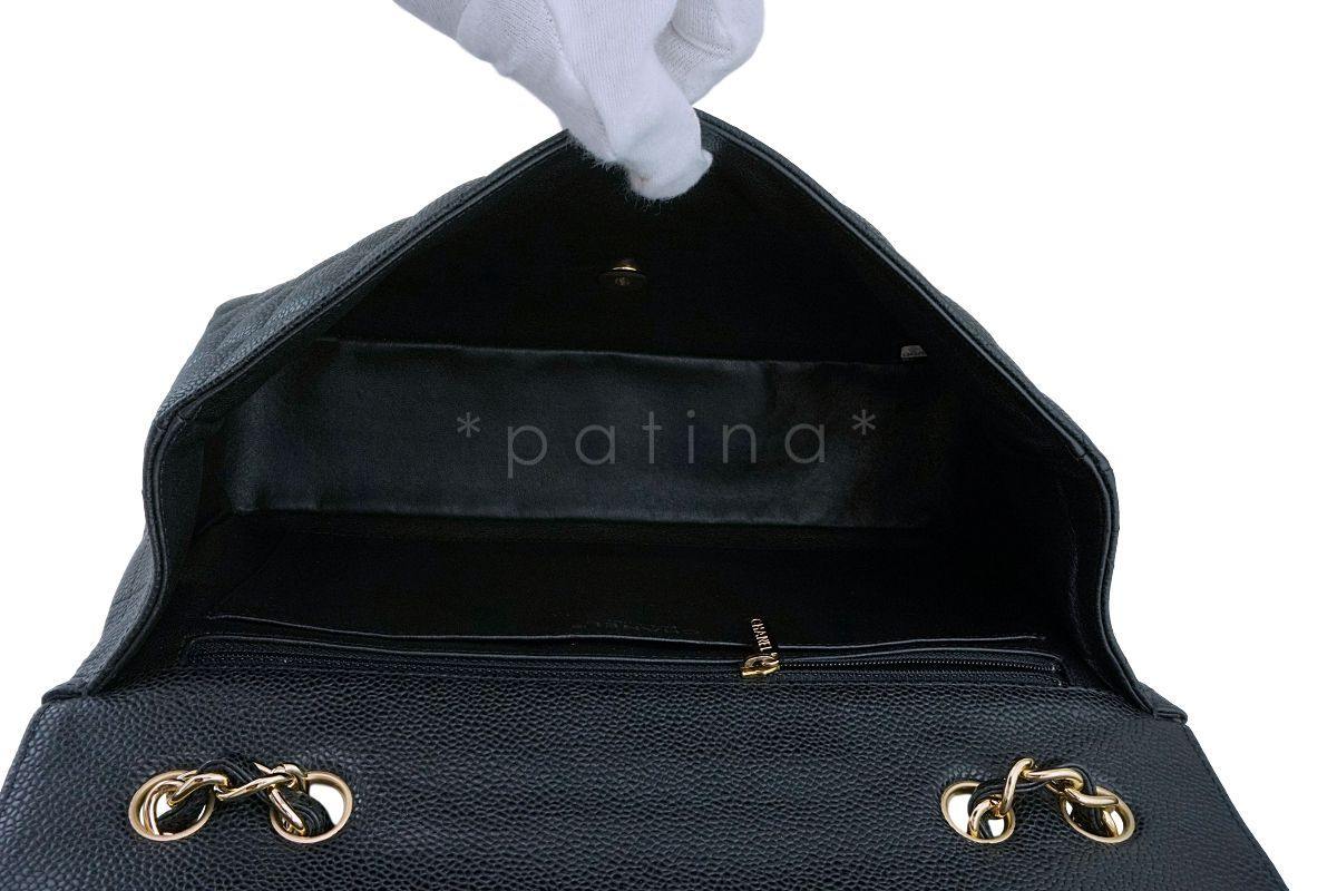 Chanel Black Caviar Classic Jumbo Flap Bag GHW - Image 10