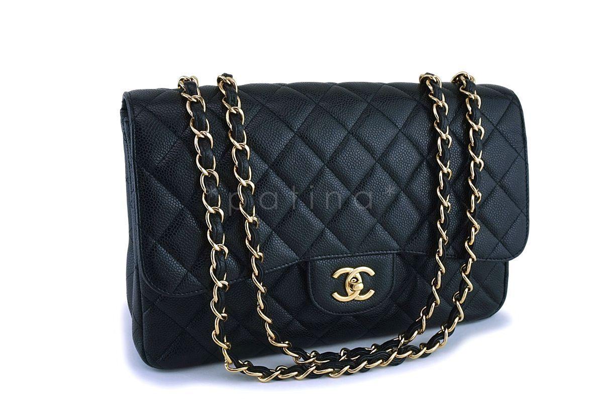 Chanel Black Caviar Classic Jumbo Flap Bag GHW - Image 2
