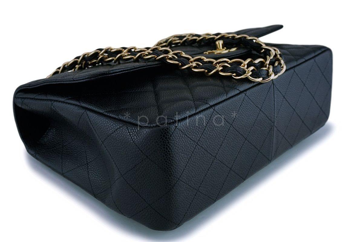 Chanel Black Caviar Classic Jumbo Flap Bag GHW - Image 7