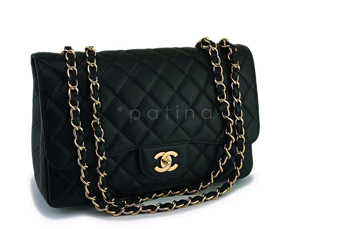 Chanel Black Caviar Classic Jumbo Flap Bag GHW - Image 2